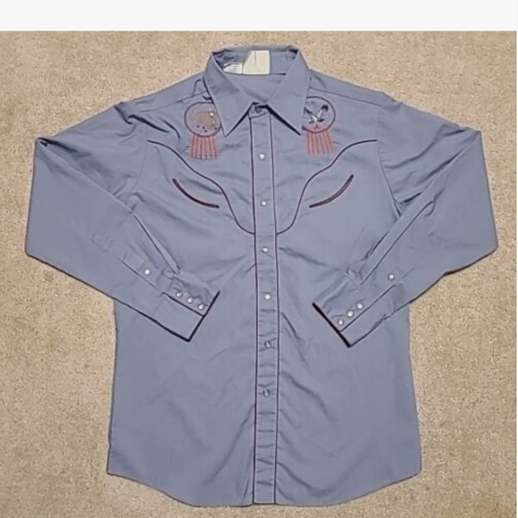 Vtg Rockabilly Rocking K Ranchwear by Kennington Sz L Pearl Snap Embroidered - Picture 1 of 7